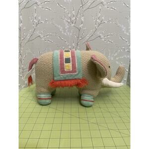 Anthropologie Plush Elephant Boho Knit Bed Room Decor Toy Stuffed Animal 2015